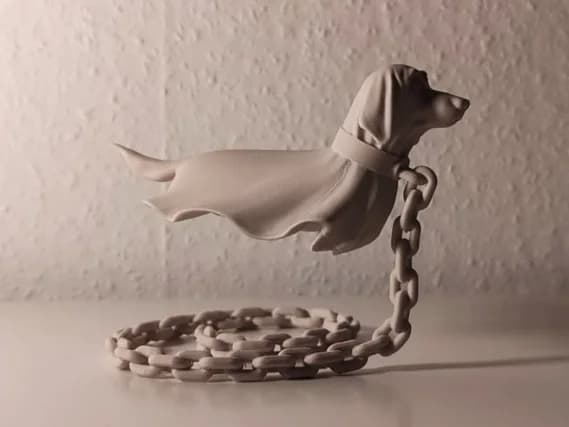 مجسمه دکوری شناور سگ داکسهند توهم نوری، نمای ۱