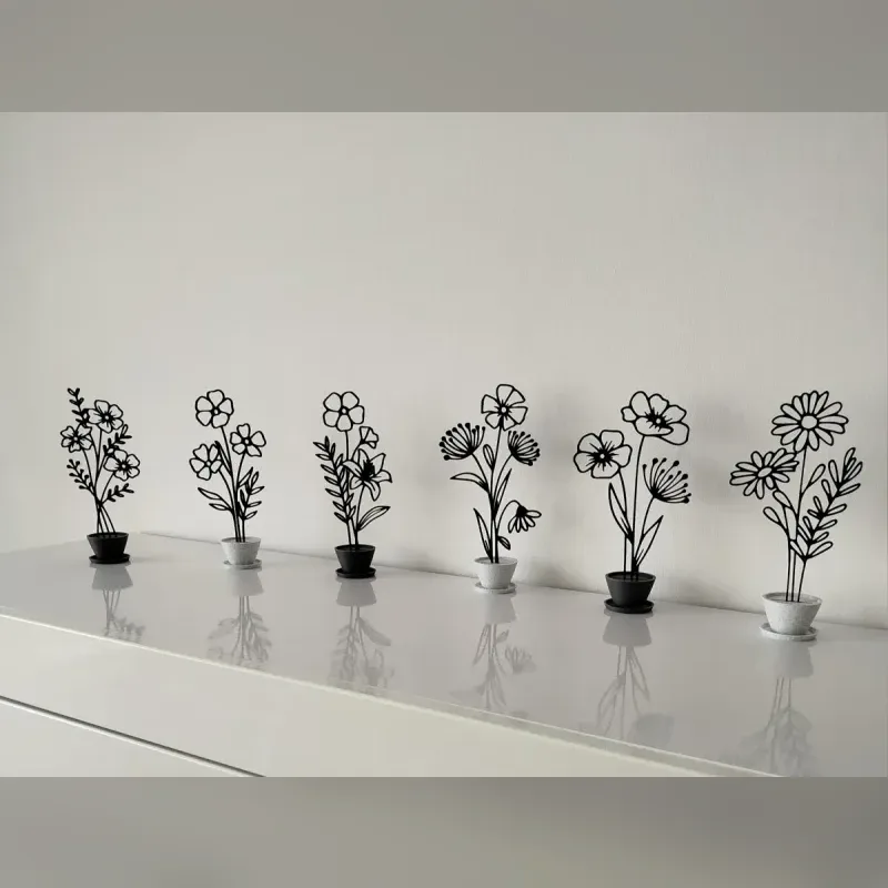 ست گلدان رومیزی و دیواری گل مینیمال دکوری، نمای ۱